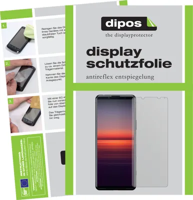 A collage of images showing instructions for applying a screen protector and a product shot of the screen protector and a phone.