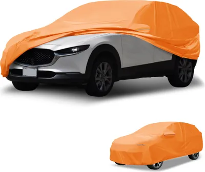 Image de Housse Voiture šŠtanche Toutes Saisons Pour Automobile ExtšŠrieure Anti-Uv Soleil Pluie Protection Complššte ExtšŠrieure Pour Mazda Cx-30 210D-Pu Orange Avec Bandes RšŠflšŠchissantes