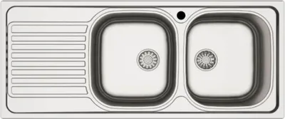 Immagine prodotto di Lavello incasso cucina acciaio 116x50 cm due vasche e gocciolatoio sinistro MP1162SX