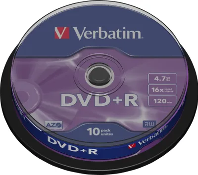 Zdjęcie produktu dla Verbatim DVD+R Matt Silver, DVD+R, 120 mm, Biegun, 10 szt., 4,7 GB
