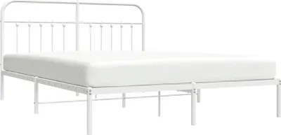 Produktbild von vidaXL Bettgestell mit Kopfteil Metall Weiß 160x200 cm