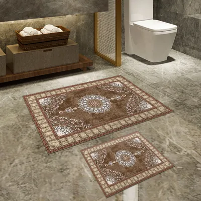 Immagine prodotto di Lussuoso set di tappetini da bagno in poliestere - 50x60, 60x100 cm - motivo orientale