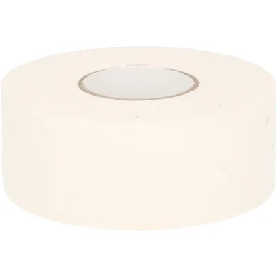A roll of white tape on a white background.
