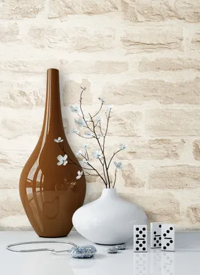 Produktbild von NEWROOM Tapete Beige Vliestapete Mauer - Ziegelstein Modern Creme  Stein  Backstein Loft Mauerwerk