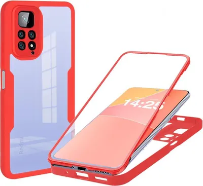 Produktbild von 360 Grad Handyhülle für Xiaomi Redmi Note 11 Full Cover Rundum Schutz Farbe: Rot