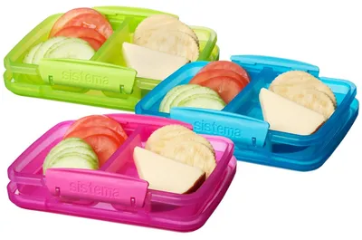 Obrázek produktu pro Sistema skladovací nádoba dělená 350 ml, balení po 3 kusech, zelená, růžová, modrá 5000095