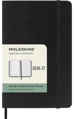 Produktbild von Moleskine 18 Monate Wochenkalender 2026/2027, P/A6, 1 Wo = 1 Seite, Rechts Linierte Seite, Weicher Einband, Schwarz