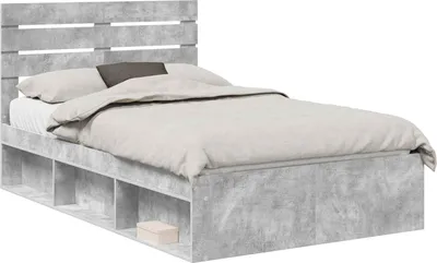 Obrázok produktu pre Rám postele Betónová šedá 135 x 190 cm Masívne borovicové drevo