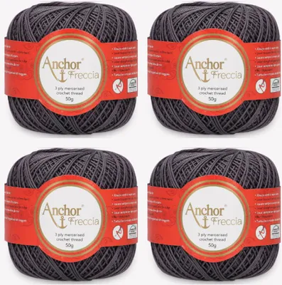 Obrázok produktu pre 4x Anchor Freccia 6 – jemná bavlnená priadza na háčkovanie (farba 00400)
