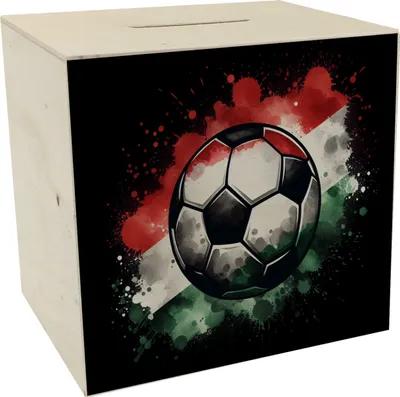 Produktbild von Fußball Ungarn Flagge Spardose aus Holz