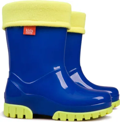 Produktbild von DEMAR Kinder Gummistiefel Kinderstiefel Gefüttert Regenstiefel mit Einlage Regenschuhe Fluo A Blau Reflektiernd 30/31