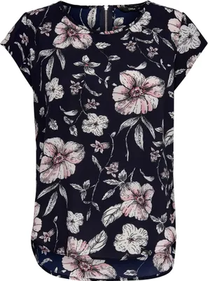 Zdjęcie produktu dla Drukuj Bluzka Krótki Rękaw Podstawowy Okrągły Bluza Koszulka Top ONLVIC | 34
