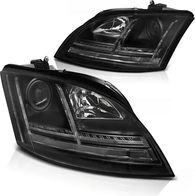 Image de Phares à LED avec feux de jour (DRL) adaptés à l'Audi TT 8J, année de fabrication 2006-2010, couleur noire