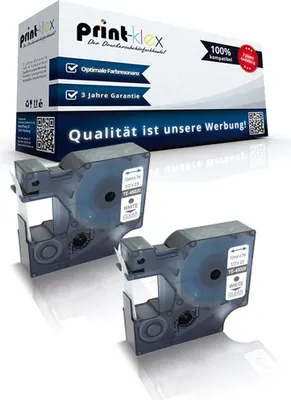 Produktbild von 2x Kompatible Schriftbänder für Dymo D1 45020 Labelwriter 400 Duo Dymo 1000 1000Plus 2000 3500 5500 Labelmaker4500 Pocket S0720600 12mm Bechriftungs Etiketten weiss/klar - Color Pro Serie