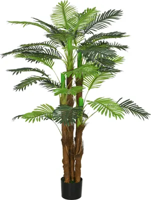 Produktbild von Künstliche Palme 1,6 m mit Topf, Realistische Zweige, Kunststoff-Dekorationspflanze in Braun & Grün für Innenbereich
