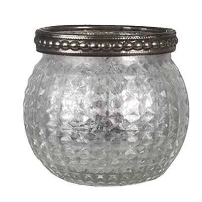 Produktbild von Clayre & Eef Teelichthalter Ø 7x6 cm Silberfarbig Glas