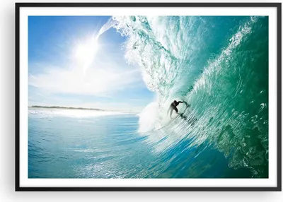 Produktbild von Gerahmtes Poster - Schwarzer Rahmen - Abenteuer surfer welle ozean - 100x70 cm - Wand Bild - Wanddeko - Wandbilder - Wandposter - Bilderrahmen - Bilder - Kunstdruck - Wandbild - P2BAA100x70-2541