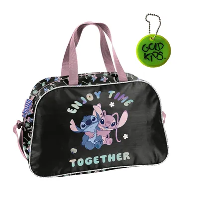 Produktbild von Sporttasche Kinder für Mädchen & Jungen - Umhängetasche mit Stitch Motiv - Schwimmtasche mit verstärktem Boden - Trainingstasche 40 x 25 x 15 cm