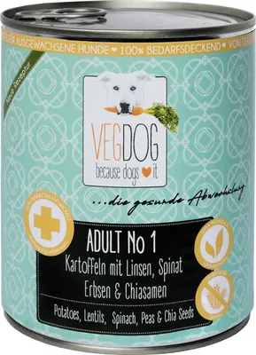 Produktbild von VEGDOG 370095, Adult, Linse, Hirse, 800 g, Ohne Soja