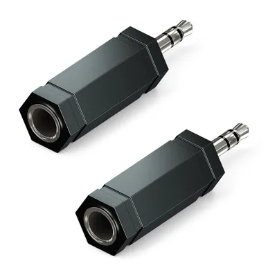 Produktbild von deleyCON 2 Stück Stereo Audio Klinke Adapter 3,5mm Stecker auf 6,3mm Buchse HiFi Klinken Wandler Adapter-Stecker Receiver Heimkino Kopfhörer