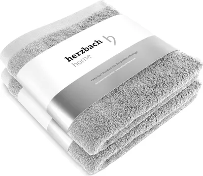 Zdjęcie produktu dla Herzbach Home Ręczniki damskie Pura, srebrnoszare, 50 x 100 cm