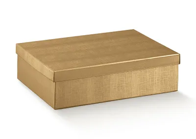 Zdjęcie produktu dla Luksusowe pudełko upominkowe wykonane z papieru artystycznego z pokrywką GOLD, rozmiar 30x20x10cm, 10 szt.