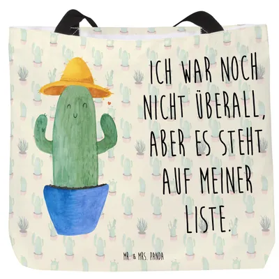 Produktbild von Mr. & Mrs. Panda Tote Bag Kaktus Hut - Kaktus Grün - Geschenk, Laptoptasche, Kakteen, Geschenkidee, Strandtasche, Reisen, Reisetasche, Weltreise, Tasche, Tragetasche