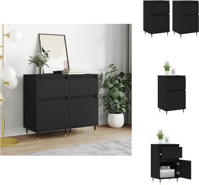 Immagine prodotto di vidaXL Credenze 2 pezzi nero 40x35x70 cm materiale legno - Credenze