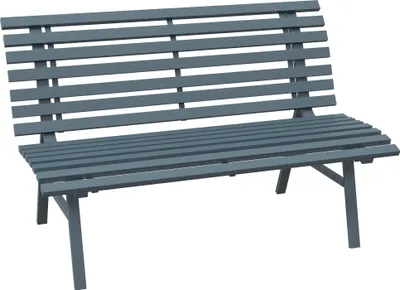 Produktbild von Outsunny 2-Sitzer Gartenbank Alu, wetterfest Sitzbank, UV-Beständig Gartenmöbel mit Lamellen-Design, Parkbank 240kg belastbar, Balkonbank für Balkon Terrasse, Garten, 123x67x79cm, Blau