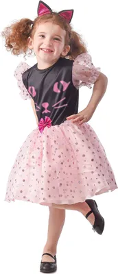 Produktbild von Katzenkostüm Katze Kätzchen Kinderkostüm Schwarz Pink XS 3-4 Jahre (92-104 cm)