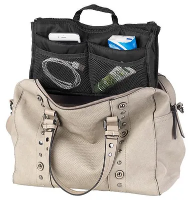 Image de Organisateur de sac à main 26 x 16 x 8 cm à 13 poches - coloris noir