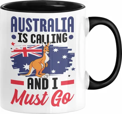 Produktbild von Auslandsjahr Geschenk Abschied Tasse Australien Is Calling And I Must Go Australia Abschiedsgeschenk (Schwarz)