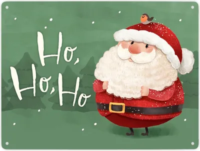 Produktbild von Weihnachtsmann Metallschild XXL in 28x38 cm mit Spruch Ho ho ho