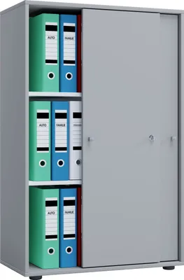 Produktbild von VCM Büroschrank mit 3 Fächern | moderner Aktenschrank mit Schiebetüren und Schloss | Maße ca. B. 70 x H. 111 x T. 40 cm – Lona 3-Fach abschließbar