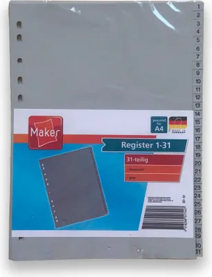 Produktbild von Ordner-Register Zahlenregister Buchstabenregister Register Ordner 1-31