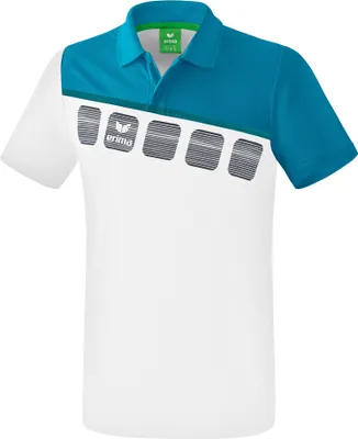 Produktbild von Erima 5-C Poloshirt Herren - Weiß / Oriental Blue / Colonial Blue