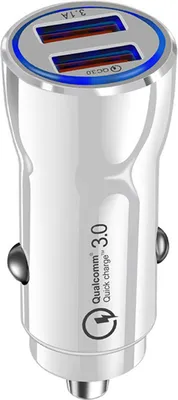 Immagine prodotto di Caricatore automatico portatile Qc3.0 a carica rapida a doppia porta Protezione dal surriscaldamento Bianco