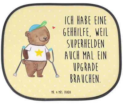 Produktbild von Mr. & Mrs. Panda auto hitzeschutz Bär Gehhilfen - Gelb Pastell - Geschenk, Krücken, Sonnenblende, Sonnenschutz für, Gehhilfe