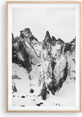 Produktbild von Gerahmtes Poster - Rahmen in heller Eiche - Alpen Schnee Monochrom - 61x91,5 cm - Wand Bild - Wanddeko - Wandbilder - Kunstposter - Wandposter - Bilderrahmen - Bilder - Kunstdruck - P2NPA61x91-4405