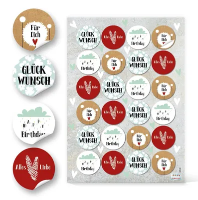 Produktbild von Glückwunsch Aufkleber  für Geschenke & Verpackungen Ø 4 cm