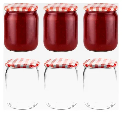 Produktbild von 6er Set Marmeladengläser 540 ml Einmachgläser mit Deckel und Etiketten