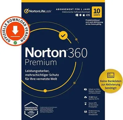 Zdjęcie produktu dla Norton 360 Premium - 10 urządzeń - 1 rok - ESD - NON-ENR