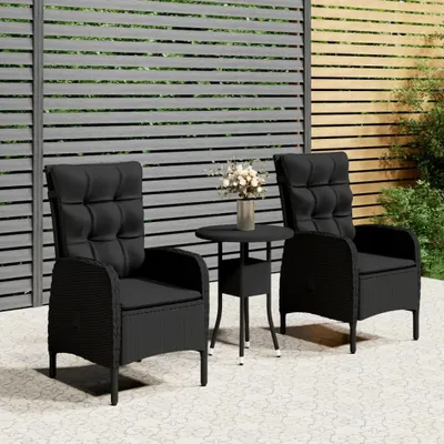 Obrázek produktu pro The Living Store 3-tlg. Garten-Bistro-Set Poly Rattan Schwarz