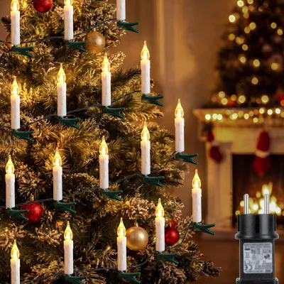 LED-Kerzenlichterkette 15 m, 30 warmweiße Lichter mit Timer