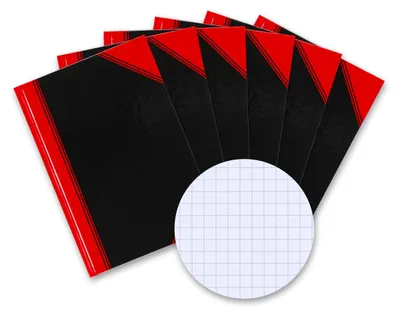 Produktbild von Bantex Notizbuch A5 kariert, Hardcover, 192 Seiten, schwarz, 6er-Pack