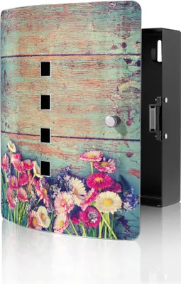 Produktbild von banjado Design Schlüsselkasten aus Edelstahl für 10 Schlüssel, Schlüsselschrank 24 x 21,5 x 7cm groß mit Magnetverschluss,  Blumenpfücken [BWSK 11210]