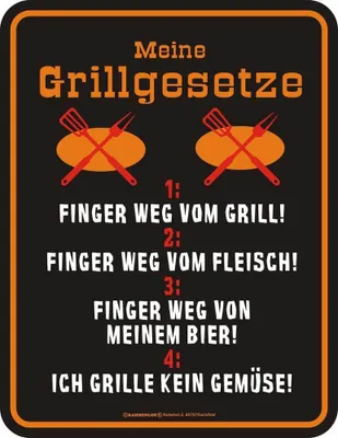 Productafbeelding van Grillregels: Blijf weg van de barbecue - Metalen bord met tekst, 17x22 cm