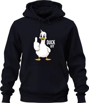 Produktbild von DUCK OFF Lustige Ente Mittelfinger Frech Sarkastisch Statement Uni Hoodie Kapuzenpullover, Navy, L
