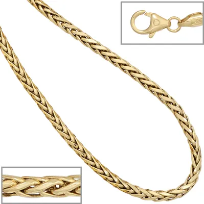 Produktbild von JOBO Zopfkette 585 Gelbgold 45 cm Gold Kette Halskette Karabiner