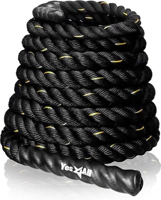 Produktbild von Trainingsrope 9m/12m/15m lang - 38mm/50mm Durchmesser, Trainingsstab, Übungstouw mit Schutzbeutel - stählerner Anker & Seil inklusive Trainingsstab Poly Dacron